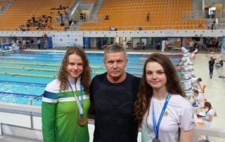 Ieva Jacevičiūtė, treneris Kęstutis Margevičius ir Gabija Mankauskaitė
